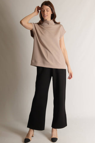 Luxe Mock Neck Top Taupe