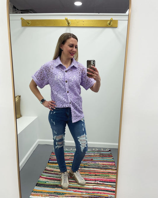 SS Crochet Top Lavender