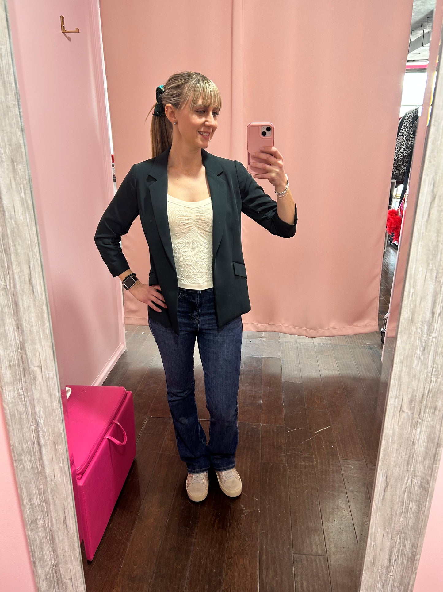 3/4 Sleeve Blazer Forest Green