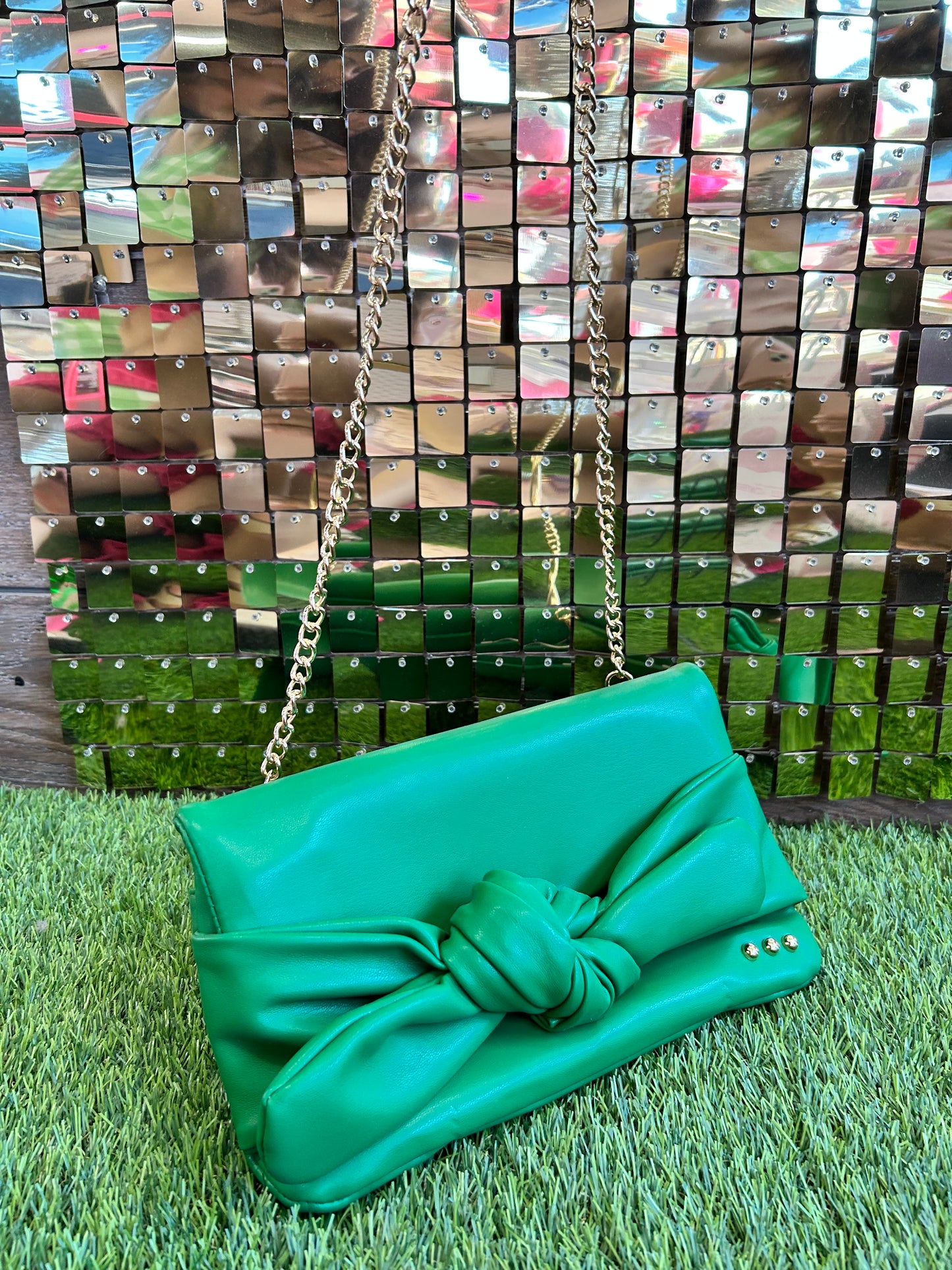 Bow Clutch Crossbody Bag Green