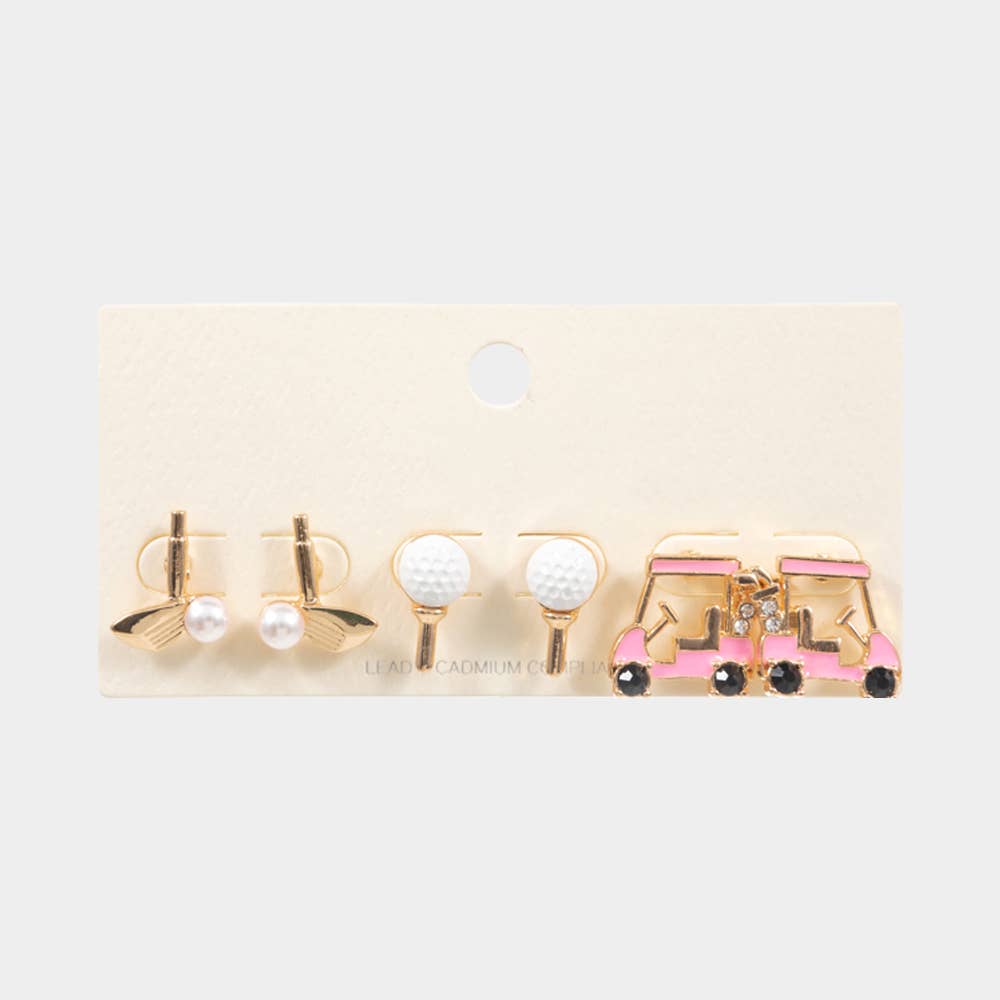 Golf Stud Earrings Set
