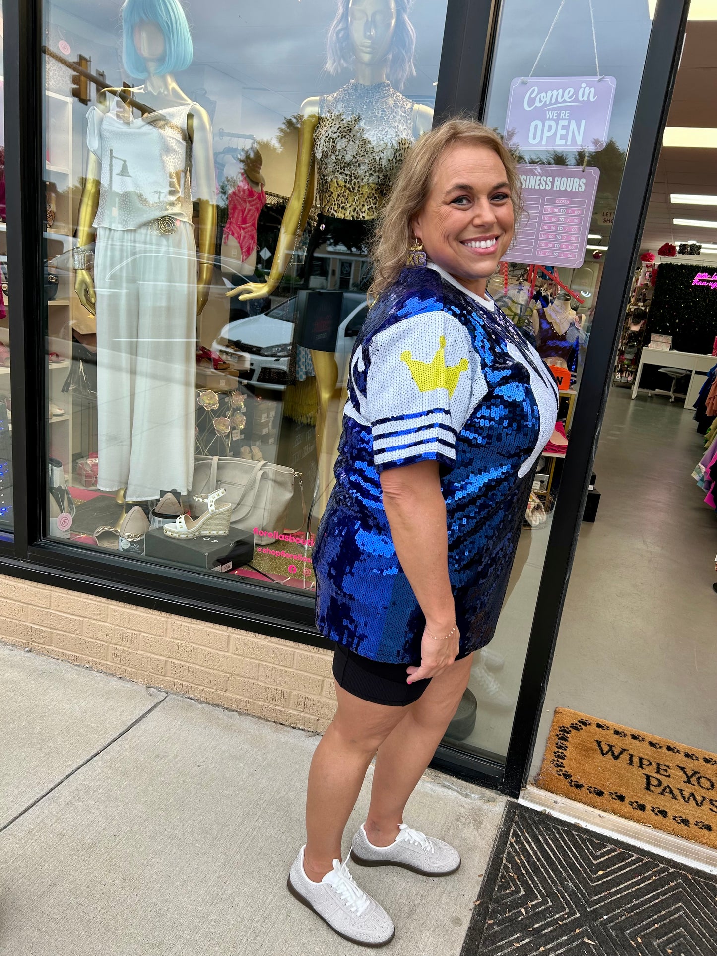 MLB KC Sequin Shirt Dress Royal Blue