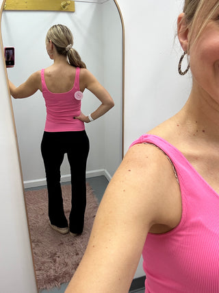 Ribbed Reversible Tank Pink