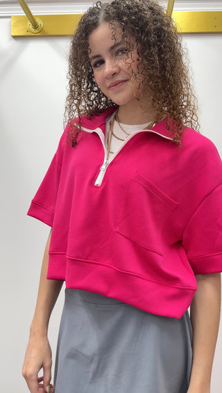 Half Zip Polo Pink