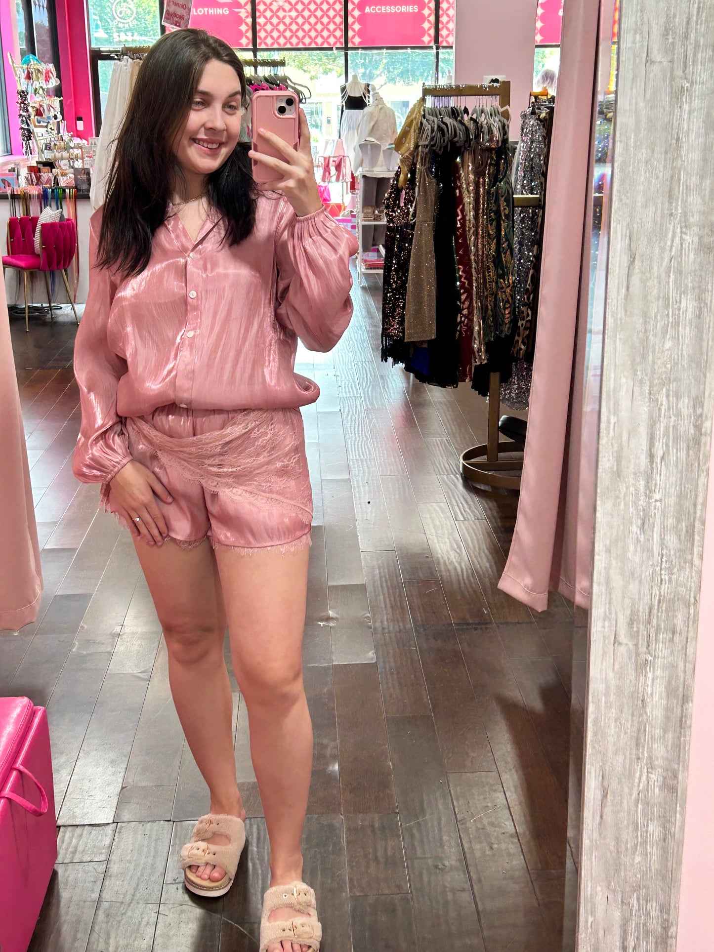 After Dark Satin Blouse Rosé