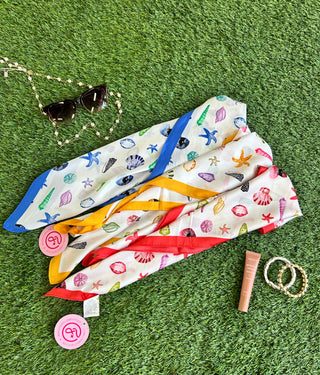 Seashells Bandana Scarf - Blue