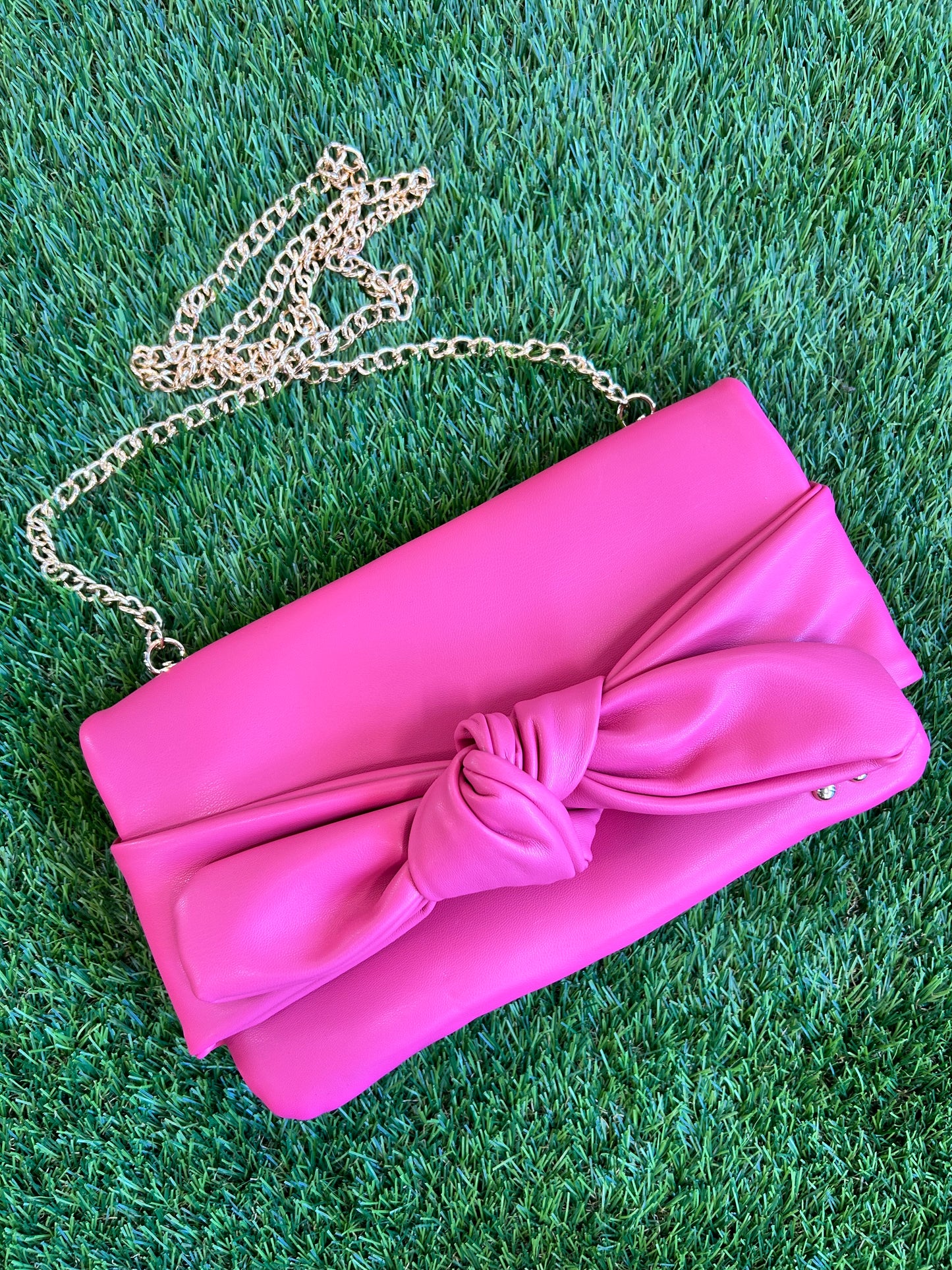 Bow Clutch Crossbody Bag Pink