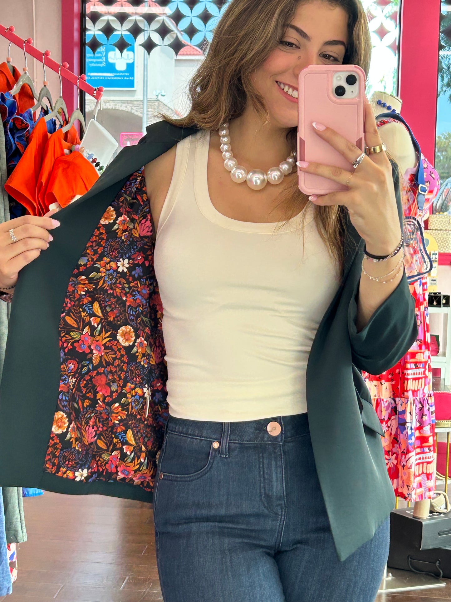 3/4 Sleeve Blazer Forest Green