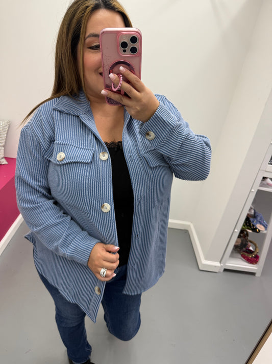 Ribbed Blouse Dusty Blue