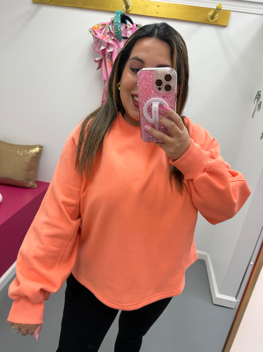 Balloon Sleeve Sweatshirt Coral