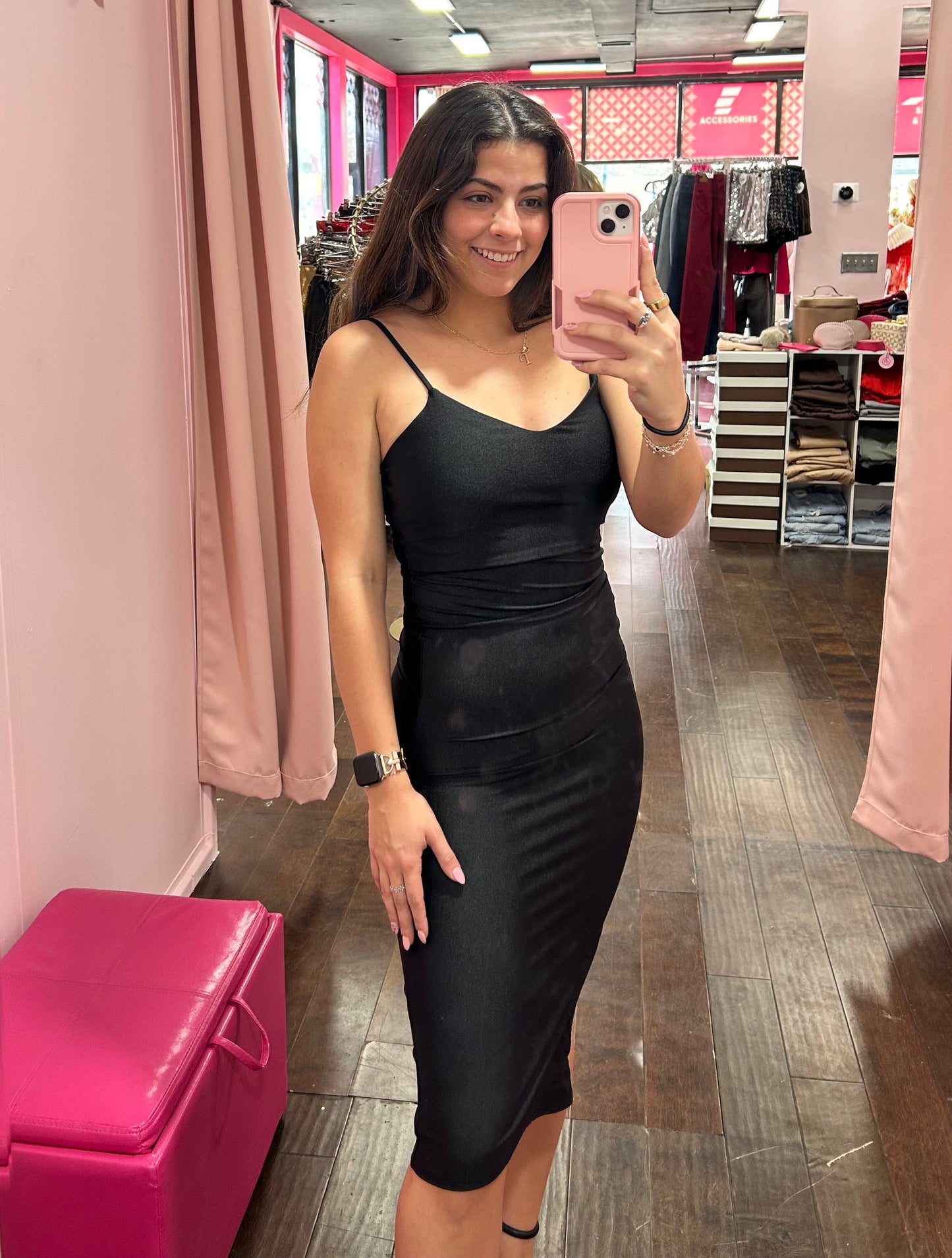 Side Slit Midi Dress Black