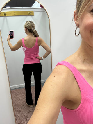Ribbed Reversible Tank Pink