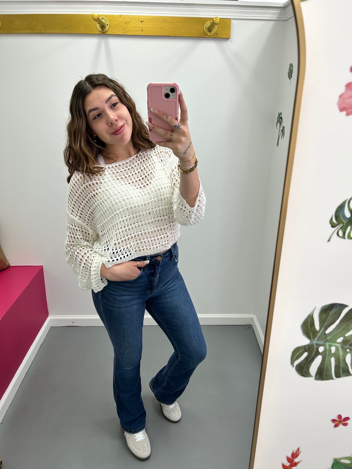 Wide Sleeve Crochet Crop Top