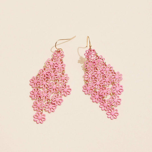 Filigree Floral Earrings Pink
