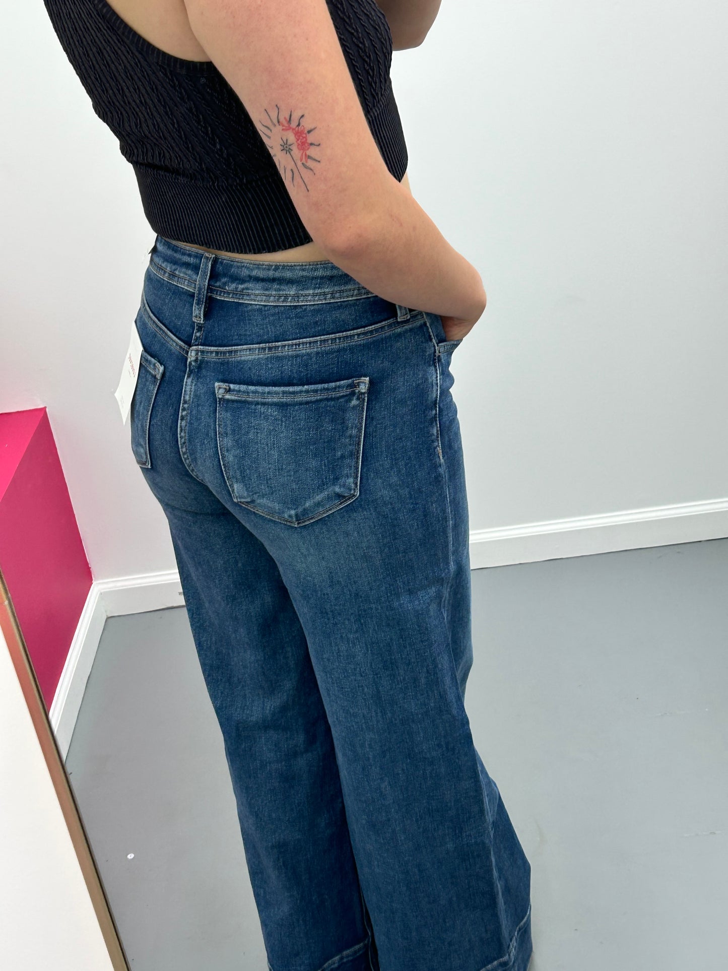 Wide Leg Denim Trouser