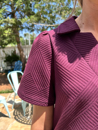 Textured Dress w Pockets Burgundy