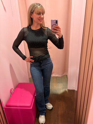 Sparkle Long Sleeve Top Black