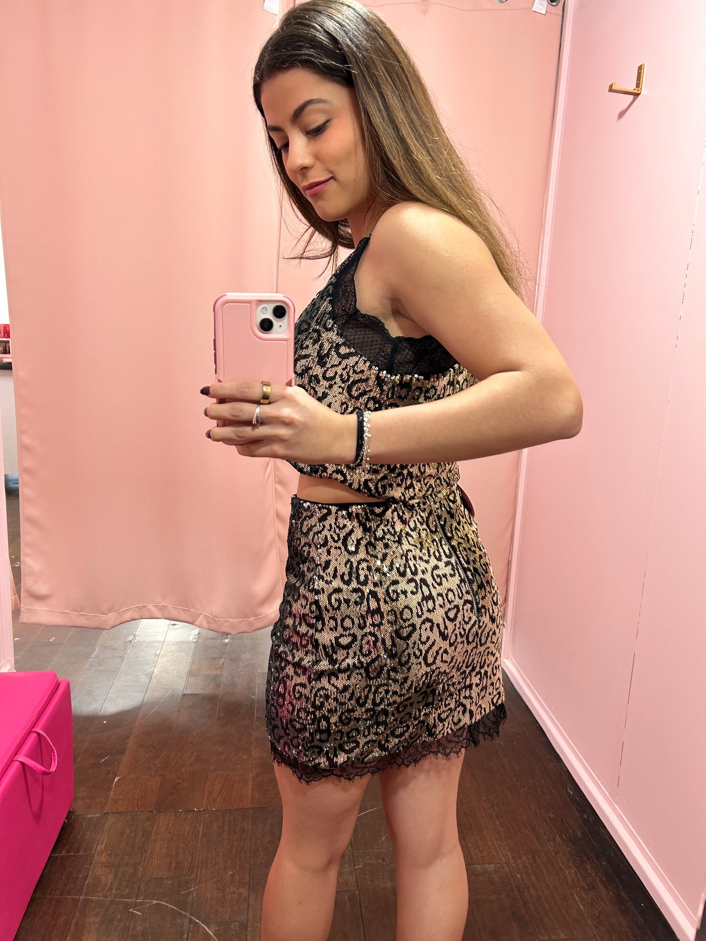 Wild Sequin Lace Mini Skirt