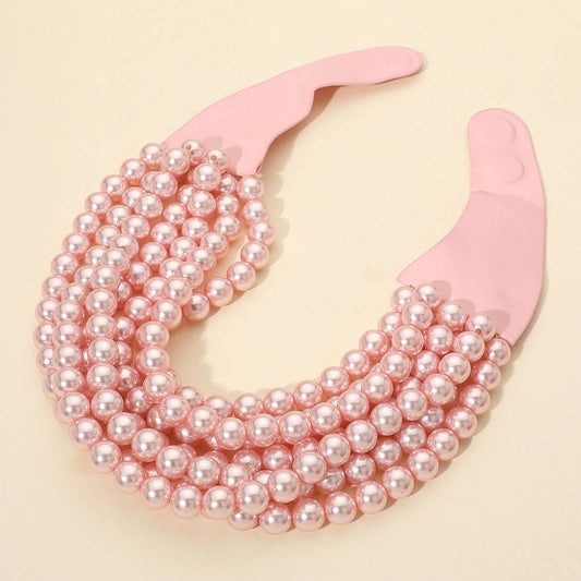 Pearls Statement Necklace Lt Pink