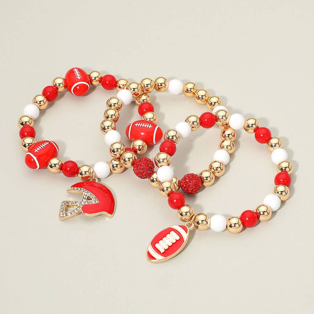 3PCS Game Day Beaded Stretch Bracelets