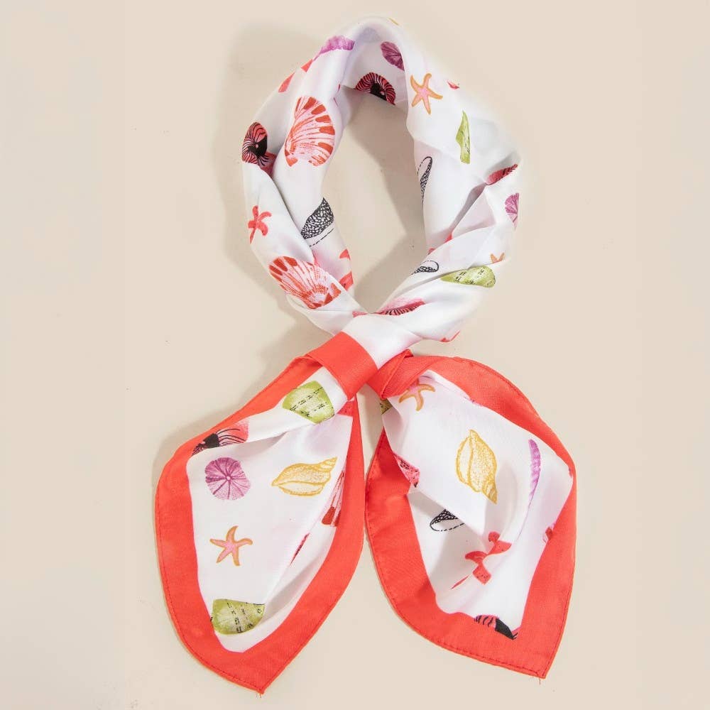 Seashells Bandana Scarf - Red