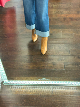 Camel Block Heel Bootie