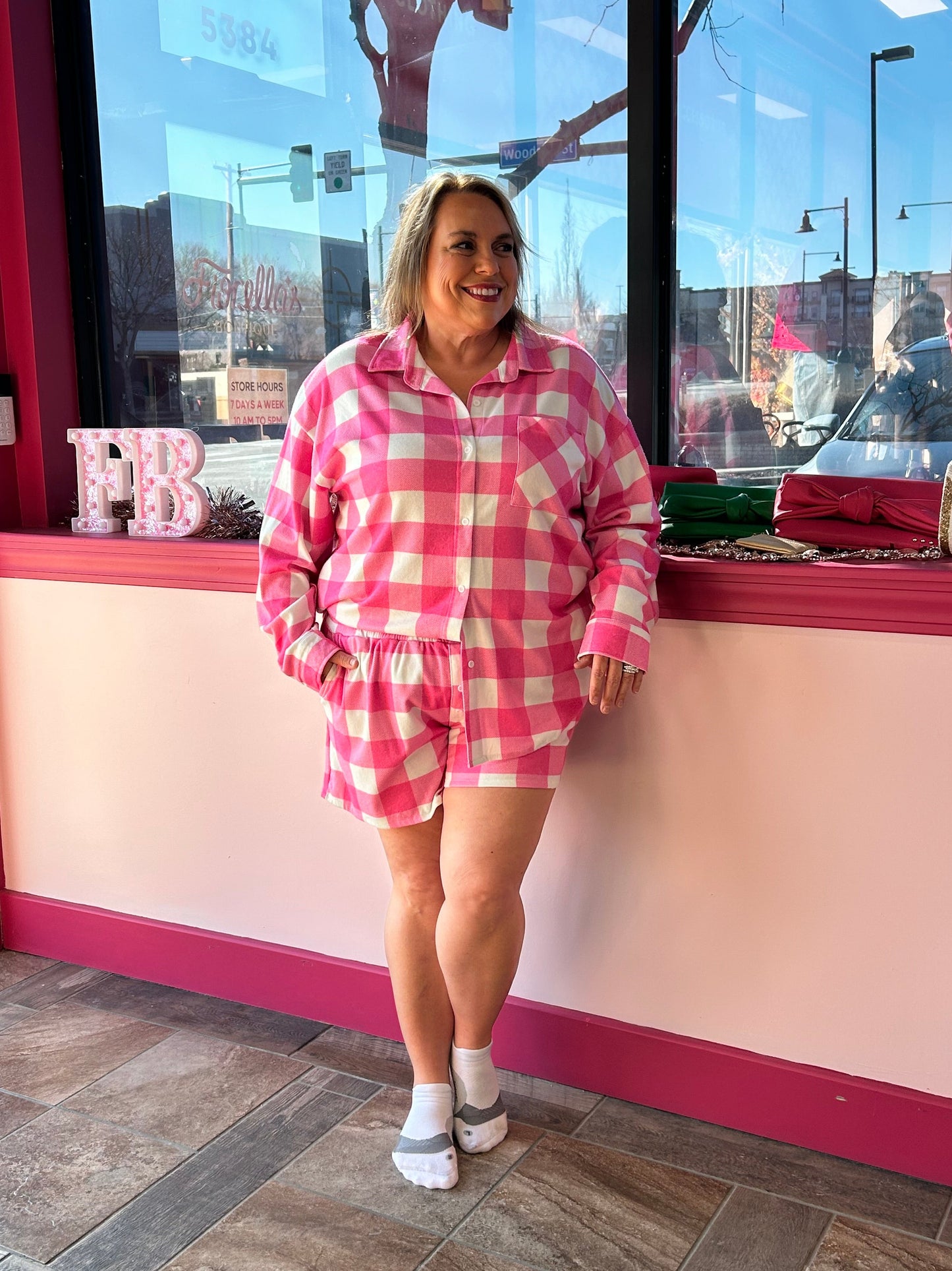 Pink Plaid PJ Set