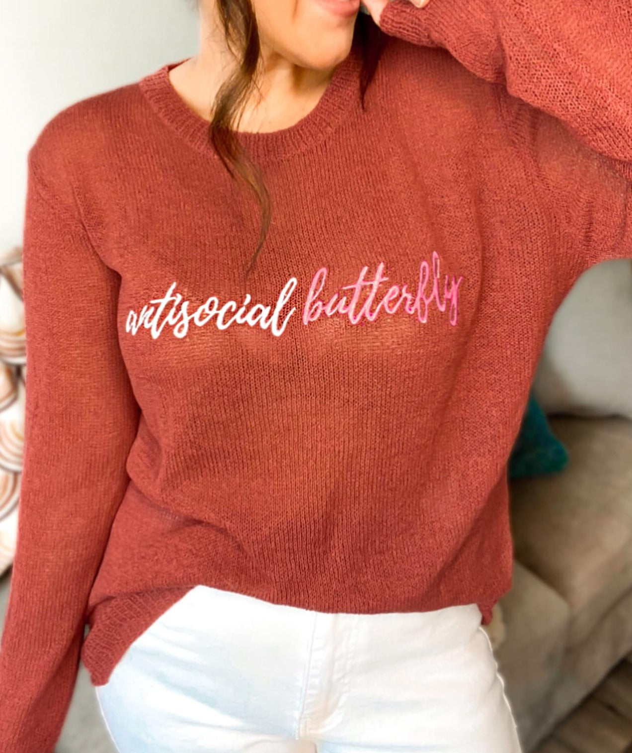 Antisocial Butterfly Knit Top