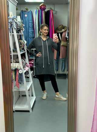 Hoodie Comfy Tunic Charcoal