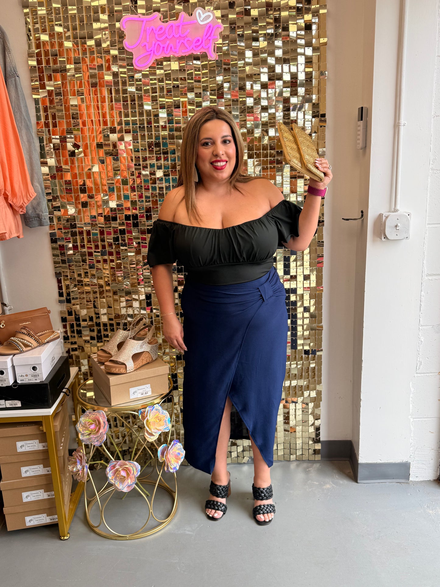 Wrap bow skirt navy