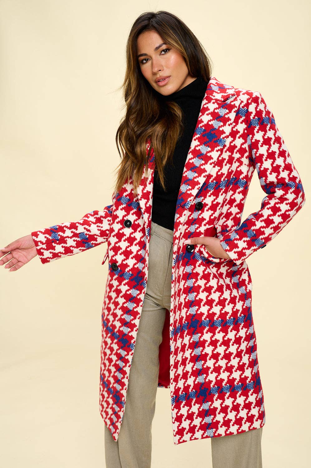 Red Houndstooth Coat