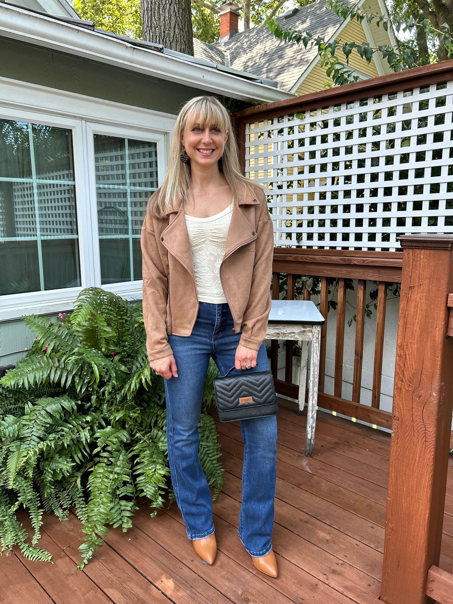 Suede Moto Jacket Camel