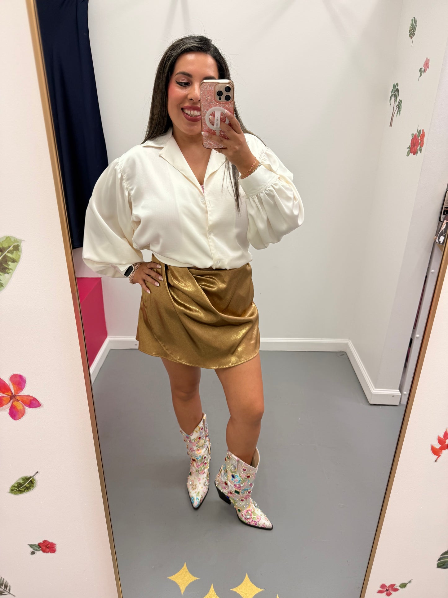 Collared Blouse Front Tie Cream