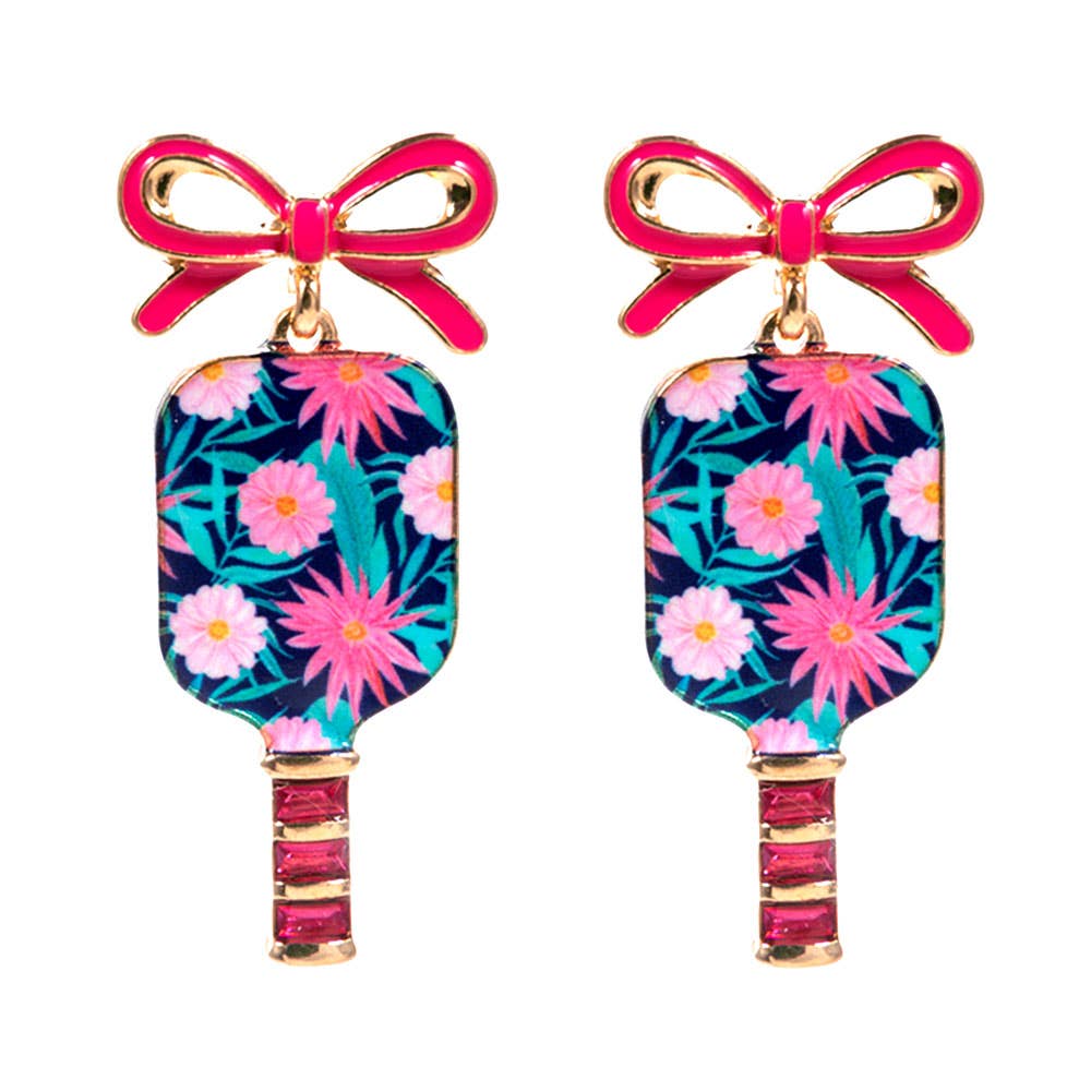 Pickleball Bow Paddle Earrings