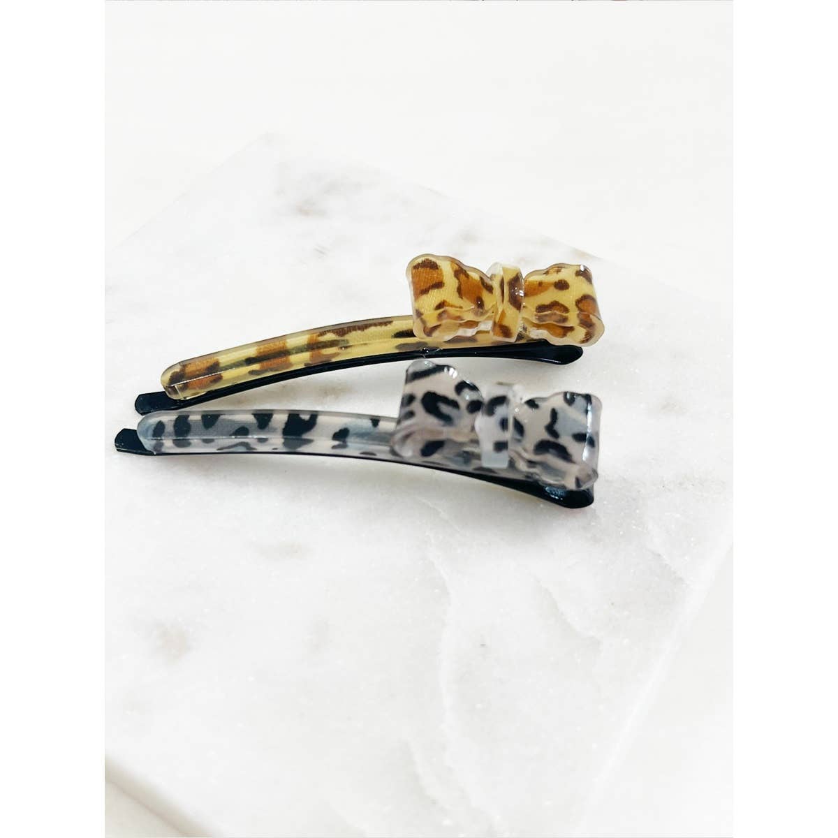 Leopard Bow Alligator Clips