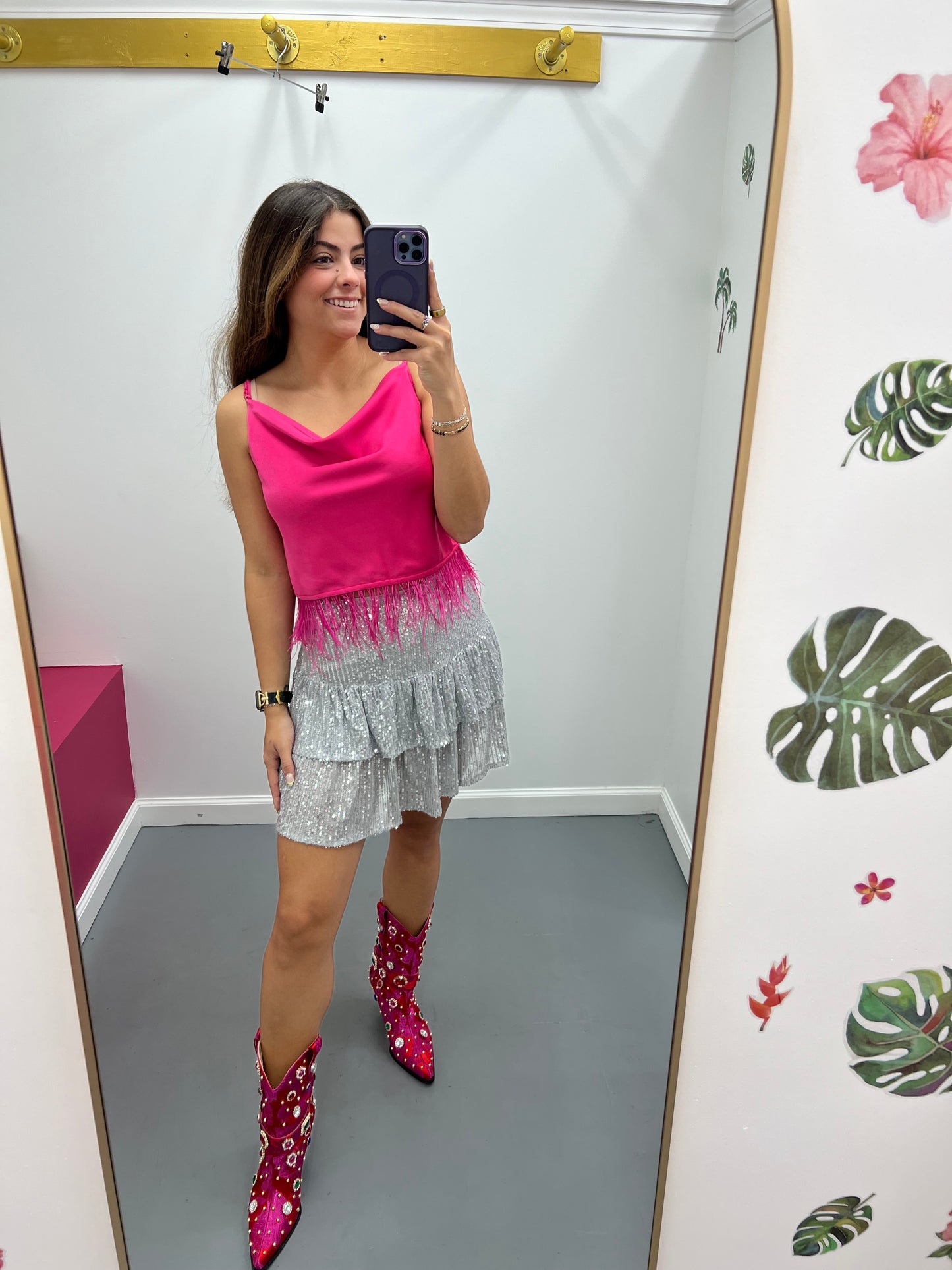 Sequin Mini Skort Silver