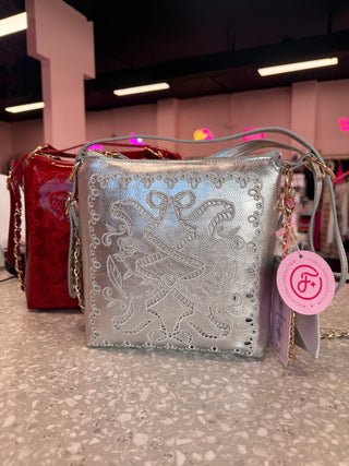 Ribbon Convertible Hobo Backpack Silver