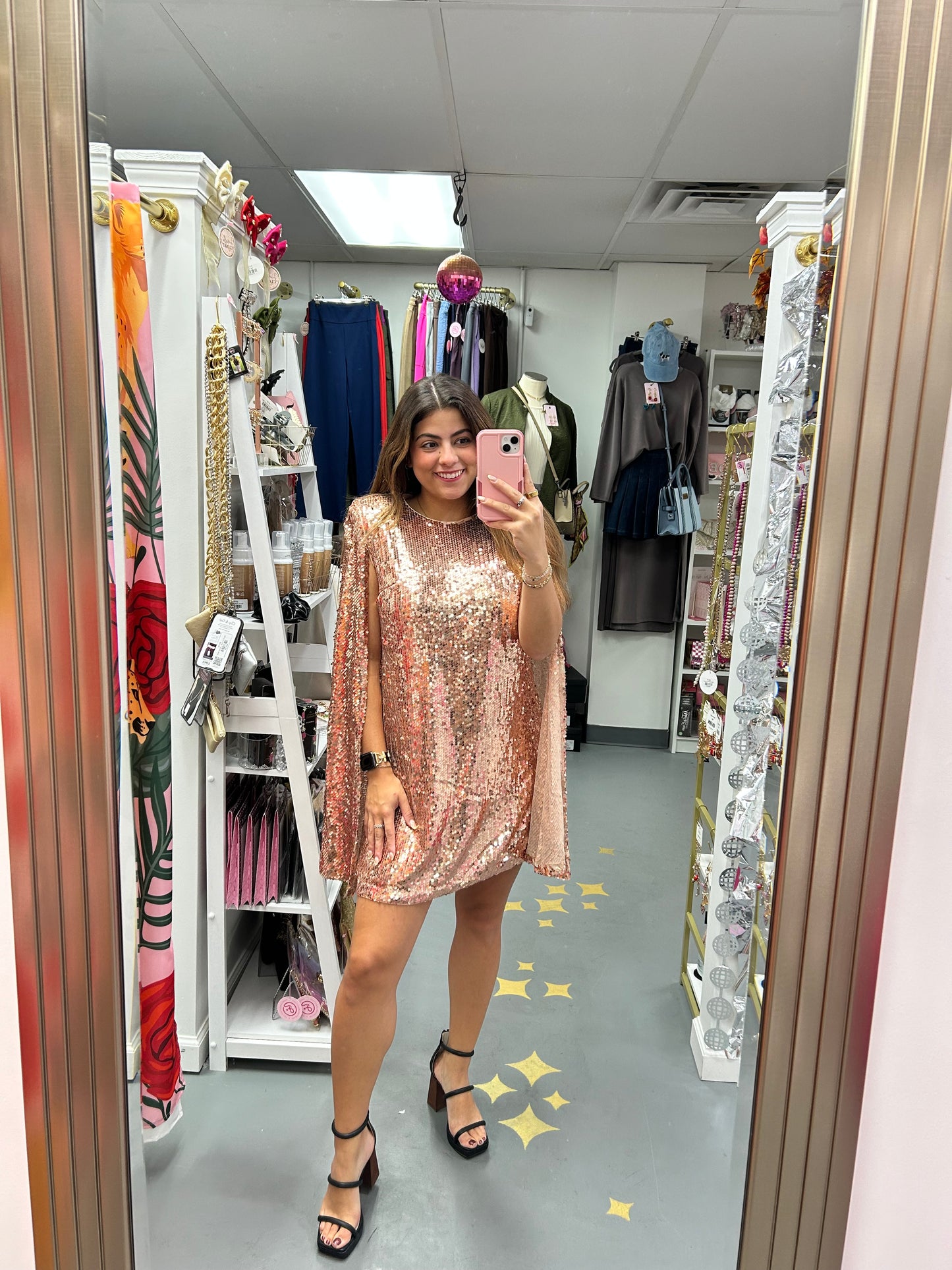 Sequin Cape Mini Dress