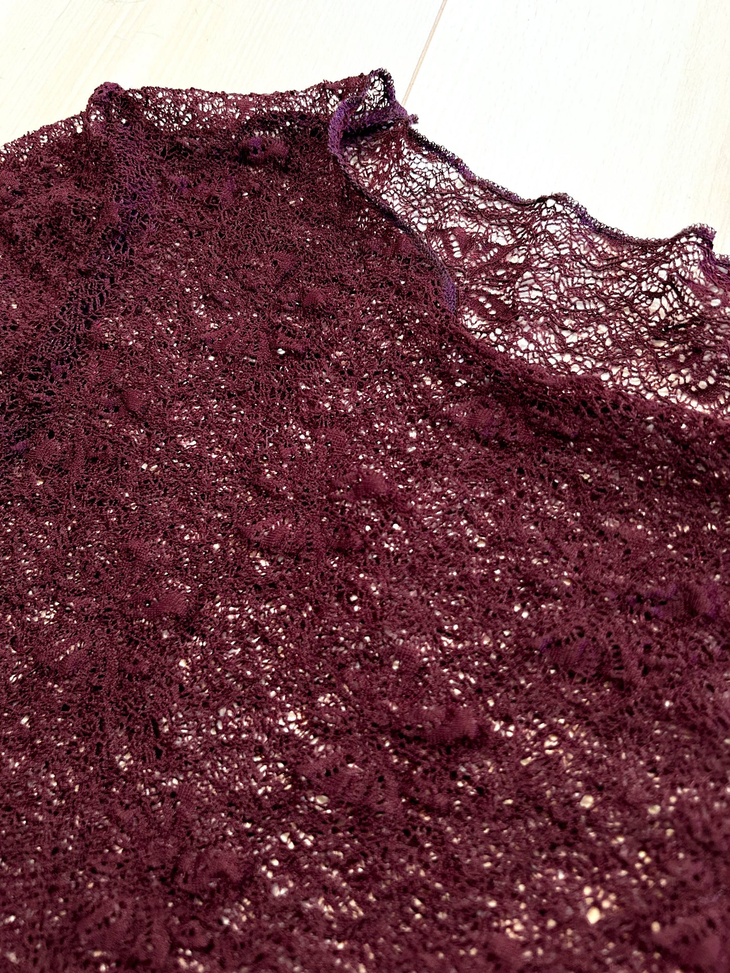 Floral Lace Sheer Top Mulberry