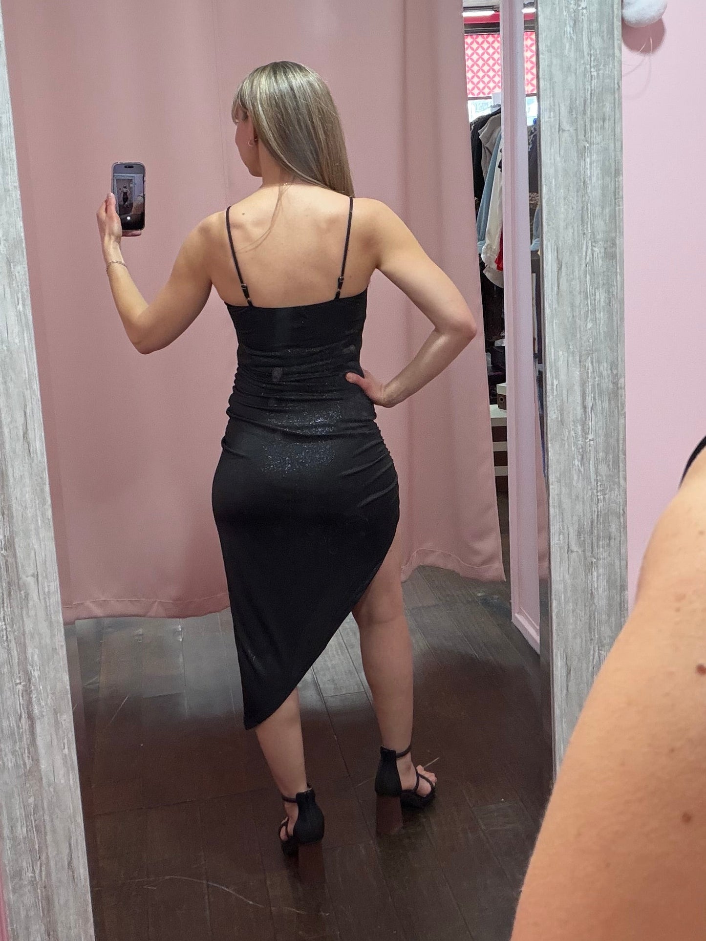 Glitter Asymmetric Dress Black