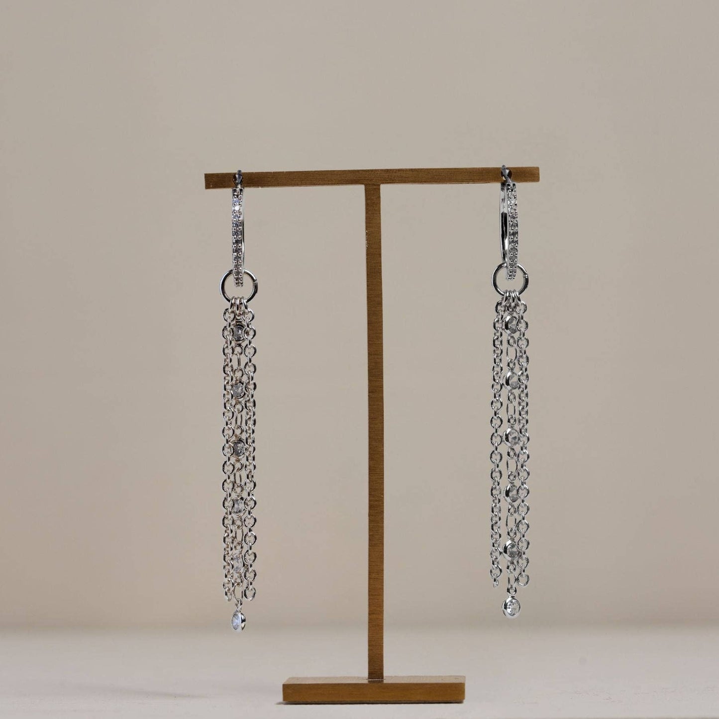 Silver Pave Hoops