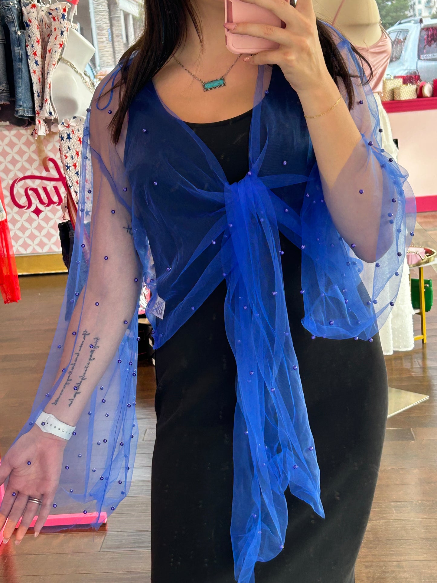 Mesh Beaded Wrap Royal