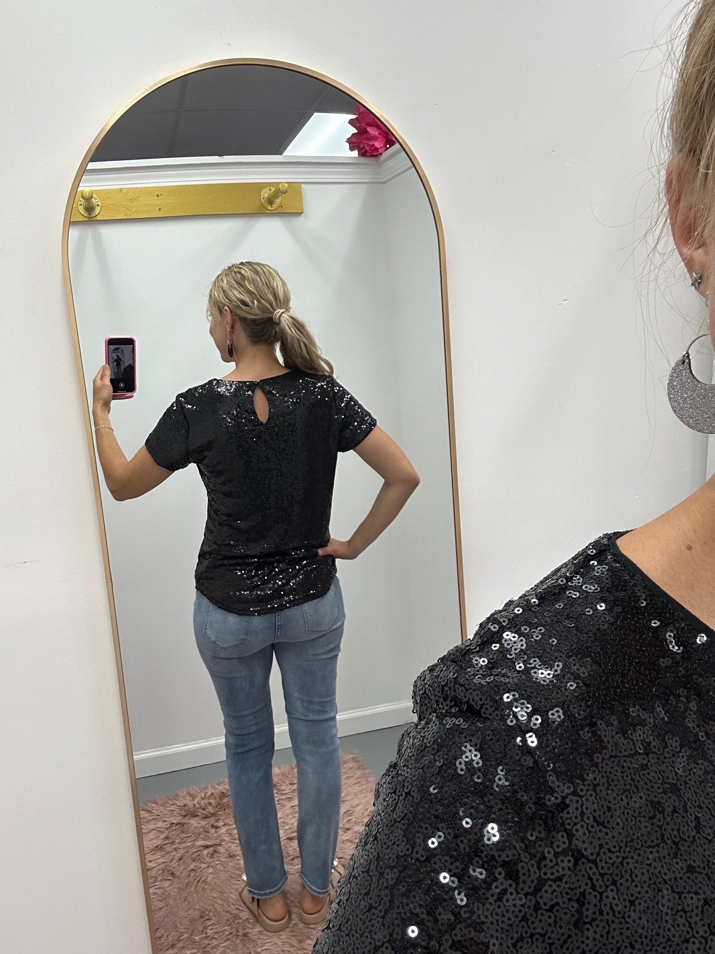 Sequin Top Black