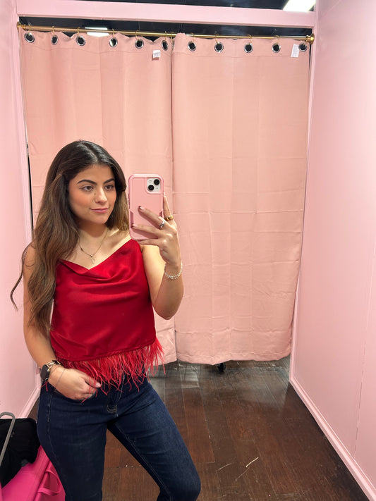 Feather Cami Red