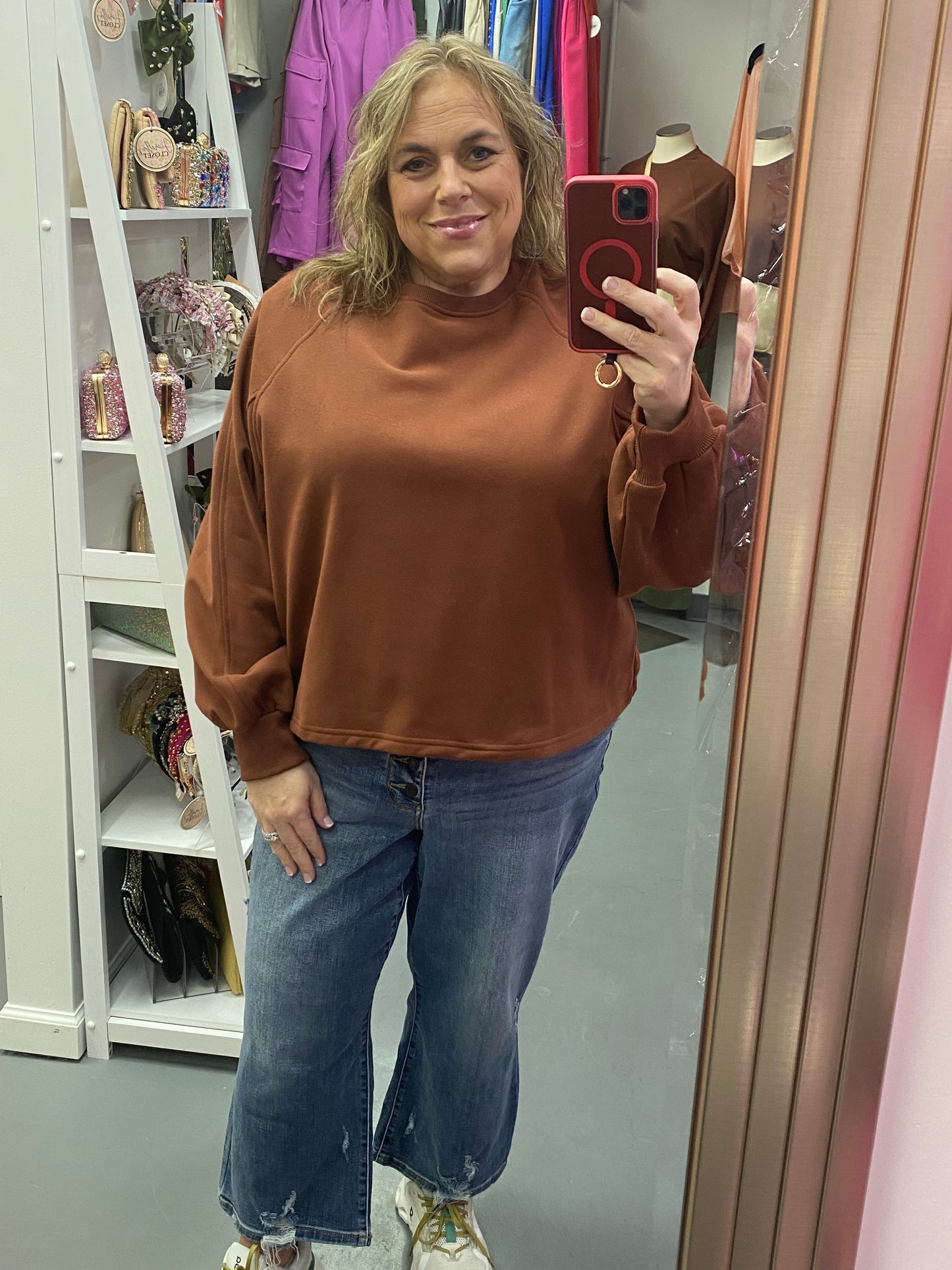 Balloon Sleeve Sweatshirt Cocoa