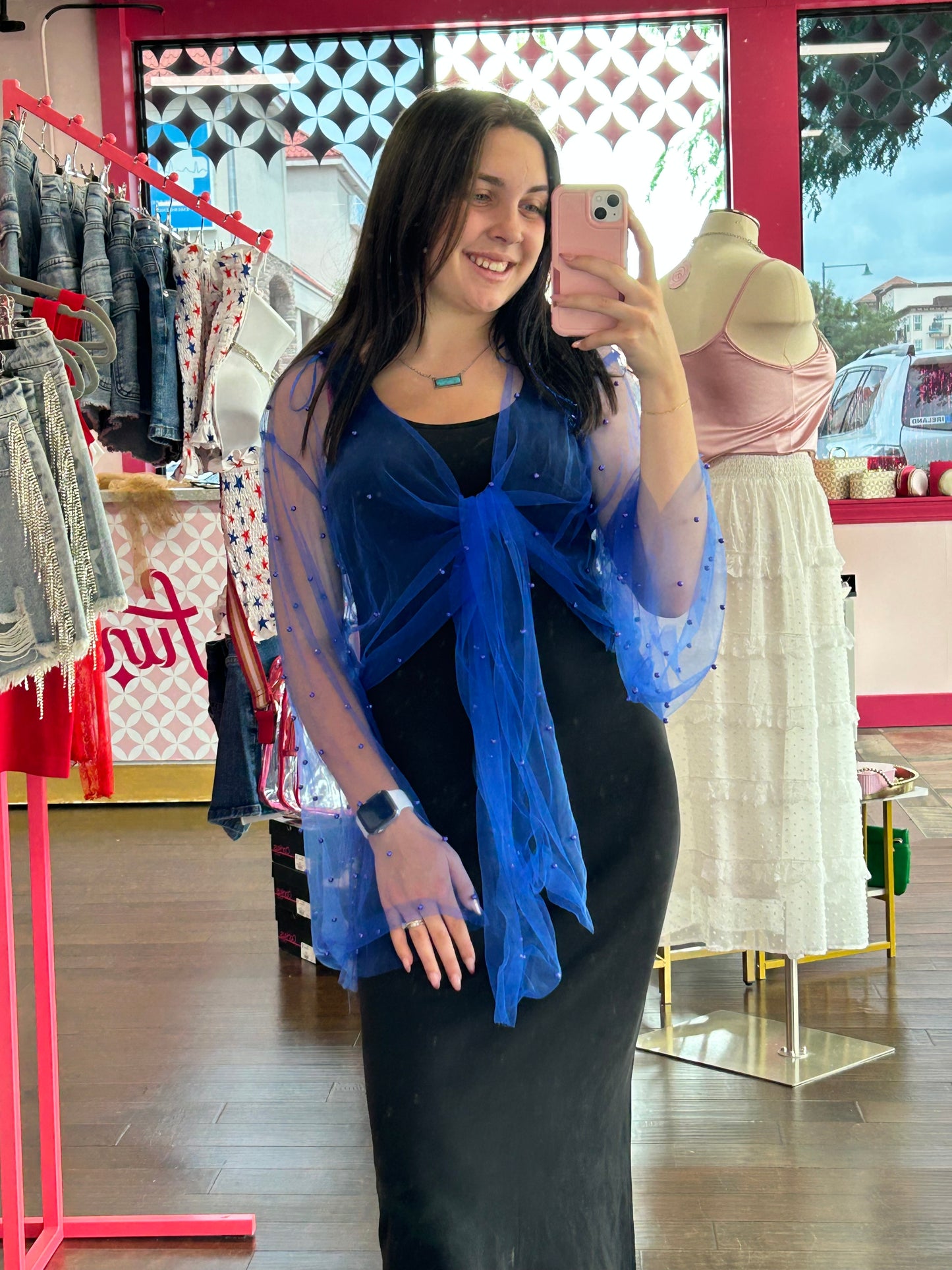 Mesh Beaded Wrap Royal