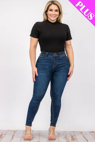Curvy Ribbed Bodysuit Black