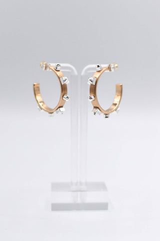 Mixed Metal Hoop - Gold (with matte silver stones)
