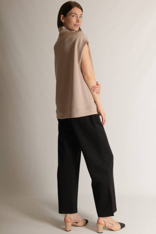 Luxe Mock Neck Top Taupe