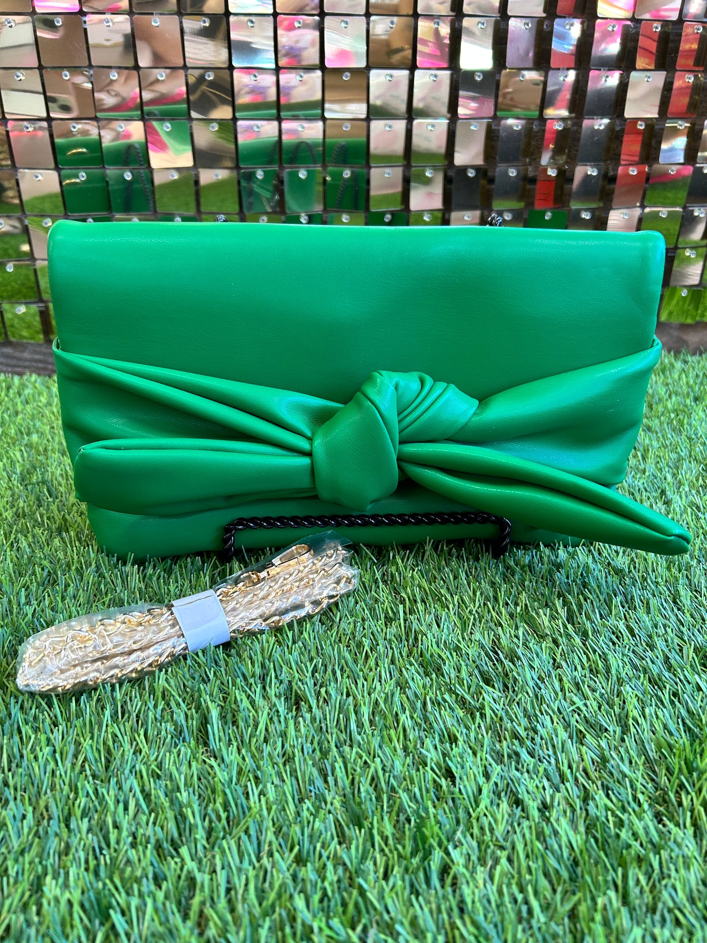 Bow Clutch Crossbody Bag Green